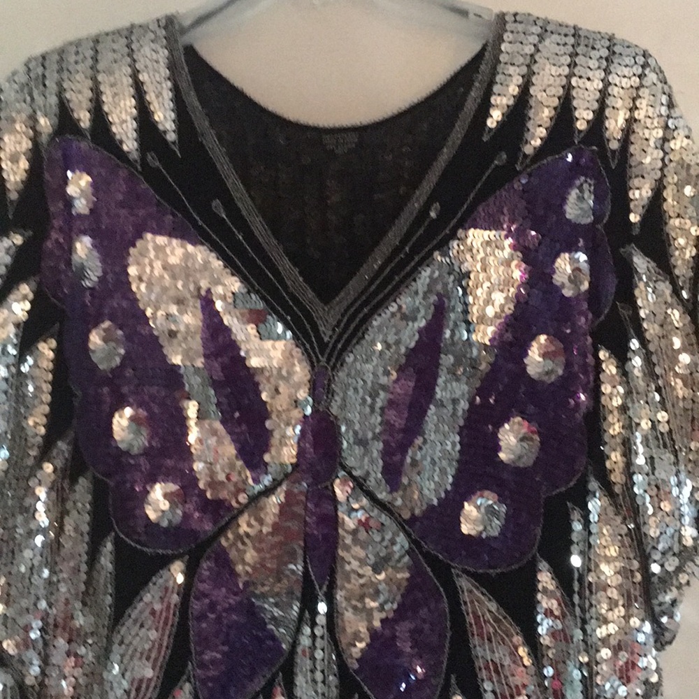 Vintage sequin butterfly top